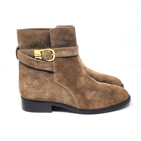 Tory Burch Brooke Ankle Suede Bootie Boots River Rock Brown 78894 Size US 7.5 - Picture 3 of 11